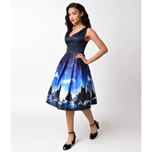 Lindy Bop Dresses & Skirts - Lindy Bop Fit and Flare Disney Castle Dress Size 6 NWT